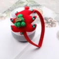 Weihnachtsbaum Haarreif fuer Kinder roter Samt Kopfschmuck mit gruenen Strasssteinen - Roter Weihnachtsbaum