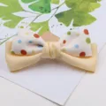 Süße Pünktchen Haarschleife Clip, gelbe doppelte Schleife Haarnadel für Kinder Accessoire. - Reis Aprikose Halbfabrikat J2-5