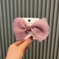 Large pearlescent organza bow hair clip for girls, sweet pink mesh hairpin, cute hair accessories. - Hair Clip Style (F3-6) / Soft Purple