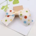 Kinder süße Pünktchen Schleife Haarspange buntes Haaraccessoire für Mädchen im Alltag - Rötlich Gelb Halbfabrikat J2-5