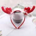 Roter Weihnachtsstern Rentiergeweih Haarreif mit süßem Bären, perfektes Party Haaraccessoire. - Roter Bär
