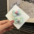 Kinder Haarklammern minzgruene Samt Schleife suesse Perlen Haarschmuck fuer kleine Maedchen - Schleife (G1-3) / Cyan