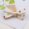 Süße gepunktete Schleife Haarklammer für Mädchen, Stoff Haarspange mit bunten Punkten. - Cremegelb Halbfabrikat J2-5