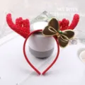 Weihnachten Rentiergeweih Haarreif mit goldener Schleife, süßes Festtags Haaraccessoire. - Rote Schleifenglocke