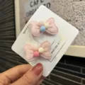 Kinder rosa Schleife Haarnadeln Set mit bunten Perlen für Kleinkinder Mädchen Haarschmuck - Schleife (G1-3) / Rosa
