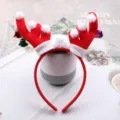 Weihnachten Rentier Geweih Haarreif mit weissen Plueschbaellen und Glocken, niedlicher Haarschmuck. - Scharlachroter Großer Glocken Stil