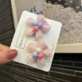 Rosa Stoff Blumen Haarklammern mit Perlen fuer Babys, handgemachte kinder Haarschmuck Accessoires. - Blume (K1-6) / Rosa