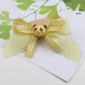 Kinder gelbe Karo Schleife Haarspange mit süßem Panda Design, süßer Haarschmuck für Mädchen. - Hellgelb Halbfabrikat J2-5 Panda
