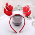 Weihnachten Rentier Geweih Haarreif Rotes Plüsch Haarband Süße Festliche Party Haarschmuck - Rot & Silber