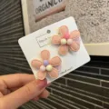 Niedliche rosa Stoffblumen Haarklammern für kleine Mädchen, handgemachte Alltags Haaraccessoires. - Blume (K1-6) / Orange