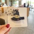 Halloween witch hat hair clip with black glitter mesh design, cute kids hair accessory. - Sequin Witch Hat Mesh Hairpin