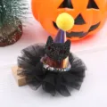 Fermaglio capelli gatto nero Halloween, cappello festa con tulle, accessorio capelli carino per bambini. - giallo limone
