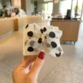Kinder Chiffon Pünktchen Haarschleife Spange, süße schwarz-weiße Haaraccessoires für Mädchen. - Gebrochenes Weiß