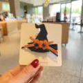 Halloween witch hat hair clip cute black design hair accessory for kids party wear - Striped Flower Witch Hat Hairpin