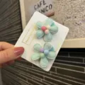 Kinder Blaue Blumen Haarklammern Stoff Haarspangen Kinder Haarschmuck Accessoires Modell - Blume (K1-6) / Hellgrün