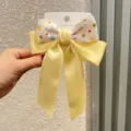 Kinder gelbe Pünktchen Schleife Haarklammer süß Mädchen Band Haaraccessoire Variante - Goldener Haarpfeil J2-5 Breiter Streamer