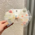 Süße weiße Tüll Pünktchen Haarschleife für Mädchen, schöne Haarspage mit bunten Pompons. - Hellgelber Haarpfeil J2-5 Netz