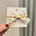 Süßes Kinder Schleifen Haargummi Koreanischer Stil bunte Punkte Haaraccessoire für Mädchen - Kürbisgelb Haarseil J2-5