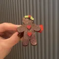 Weihnachten Glitzer Lebkuchen Haarklammer süßes Haaraccessoire für Damen und Mädchen Winter - Kaffee Haarspange