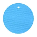 Round blue silicone honeycomb hot pad insulation mat coaster table mat non-slip kitchen - Blue
