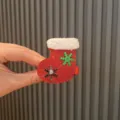 Weihnachtsstrumpf Haarspange rote Glitzer Winter Haarschmuck süße Schneeflocke Haarnadel Mädchen - Weinrote Haarklammer