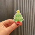 Kinder Weihnachtsbaum Haarspange Suesse Bestickte Strass Schnabelspange Zubehoer - Matcha-Grün
