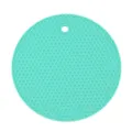 Round silicone honeycomb trivet heat insulation mat mint green kitchen pad for home - Cyan