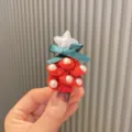 Weihnachtsbaum Haarspange für Kinder mit rotem Schleifendesign Perlen und süßem Stern - Roter Silberstern