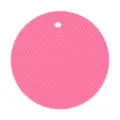 Pink silicone honeycomb round heat insulation mat kitchen table coaster with hole - Rose Red