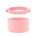 Pink silicone water bottle boot and strap ring set for portable cups daily outdoor use - Cup Ring + Cup Sleeve / Pink