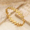 Bracciale maglie ovali in acciaio titanio dorato, gioiello di coppia stile lusso. - Ovale Dorato