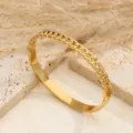 Bracciale rigido a catena placcato oro 18k in acciaio inossidabile gioielli donna - Catena dorata