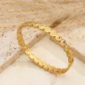 bracciale rigido con maglie floreali in acciaio inossidabile placcato oro 18k moda - Fiore a Doppia Faccia Dorato