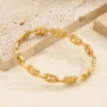 Bracciale a catena placcato in oro 18k in acciaio inossidabile gioielli geometrici di modo. - Naso di Maiale Oro