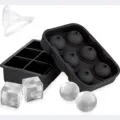 Moule à glaçons en silicone avec bacs carré et sphérique pour boissons fraîches et whisky bar. - Set 6 sphères + 6 cubes sans couvercle noir