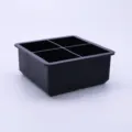 Schwarze 4-Gitter Silikon Eiswürfelform, flexible quadratische Eismaske für die Küche. - 4 Quadrate Schwarz (ohne Deckel)
