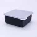 Quadratische Silikon-Eiswürfelform mit Deckel, schwarzer Behälter für den täglichen Küchengebrauch. - 4 Quadrate Schwarz (mit Deckel)