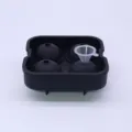 Moule à glaçons rond en silicone noir à 4 grilles avec petit entonnoir pour whisky et cocktails - 4 boules noir (avec entonnoir)
