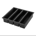 Bac à glaçons en silicone noir à quatre compartiments, moule flexible cuisine et bar. - 4 compartiments allongés noir (sans couvercle)