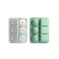Ensemble bacs à glaçons en silicone avec couvercle, grilles rondes et carrées maison. - 3 carrés + 3 sphères vert
