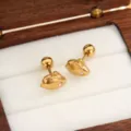 Orecchini a lobo con coniglio in acciaio al titanio dorato e cristalli brillanti donna - Piccolo Coniglio Oro Coppia