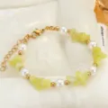 Bellissimo bracciale estivo chic in pietra naturale e perle variante di gioielli. - Decorazione con perline / giallo limone