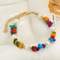 Pulsera de cuentas de perlas y piedras preciosas coloridas para mujeres estilo verano - Adorno de Perlas / Multicolor