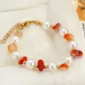 Pulsera de verano perlas de agua dulce y piedras naturales estilo dulce joyería hecha a mano - Perla Única / Multicolor
