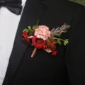 Bruiloft bruidegom boutonniere kunstbloem reversspeld pak broche accessoire stijl - Corsage / Rood