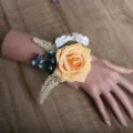 Corsage de poignet de rose orange artificielle pour bracelet de mariage demoiselle - Orange (corsage de poignet)