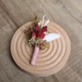 Handgemaakte Gedroogde Bloem Boutonniere Roze Stengel voor Bruiloft Feest Jas Speld - Stijl B (Met Broche) / 8*13cm