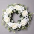 Artificial white rose floral wreath for wedding home wall hanging door decor and party decoration. - Rose Style