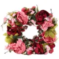 Artificial peony flower wreath for front door, wedding wall decor and home hanging. - Style B (45cm)
