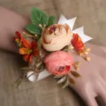 Elegant artificial rose wrist corsage bracelet for wedding bridesmaid party dress accessory. - Style 2 (Wrist Corsage)